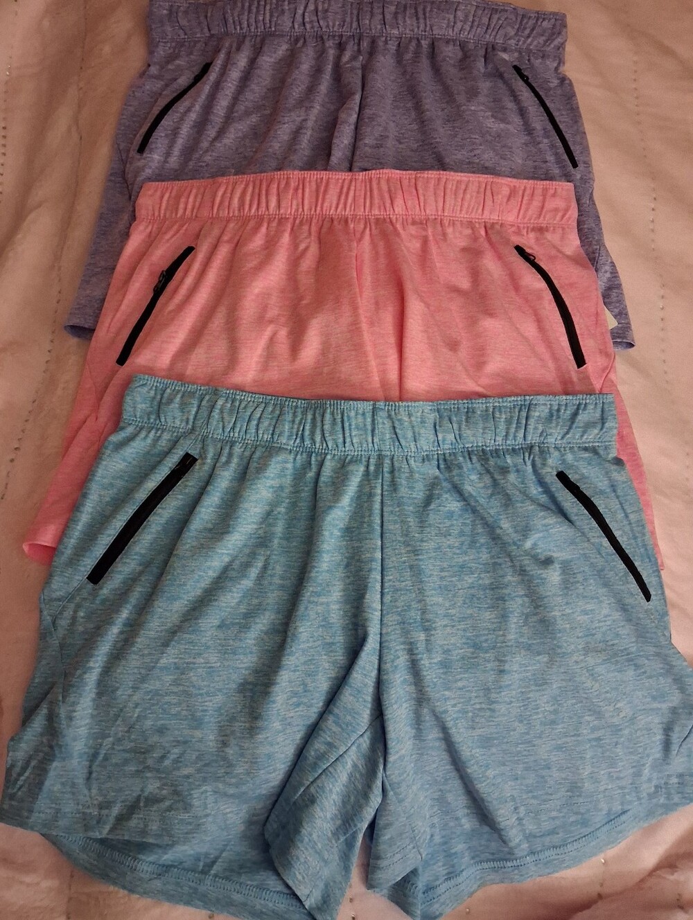 NWT Women’s Active Elastic-Waist Shorts - Blue, Pink, Lavender